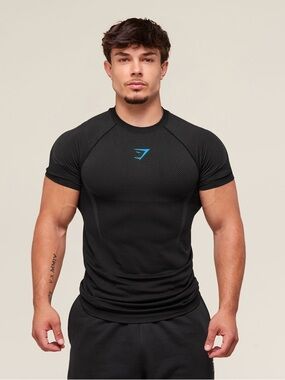 Gymshark Onyx 5.0 Tee - Black/Blue - Size Large